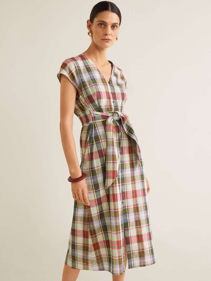 Mango pink tartan dress shop