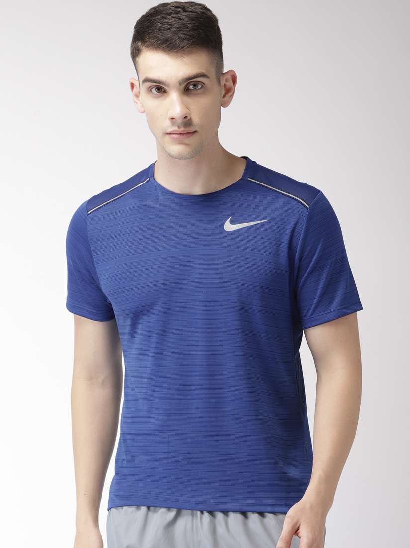 Buy Nike Men Blue Standard Fit As M Nk Dry Miler Dri Fit Running T Shirt Tshirts for Men 9261905 Myntra