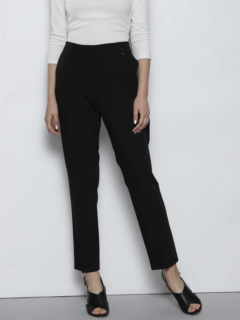 Buy DOROTHY PERKINS Women Black Slim Fit Solid Formal Trousers Trousers for Women 9266525 Myntra