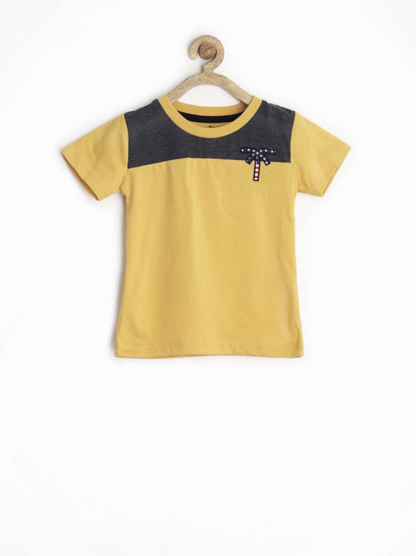 Buy Palm Tree by Gini Jony Boys Mustard Yellow Pure Cotton T shirt Tshirts for Boys 926850 Myntra