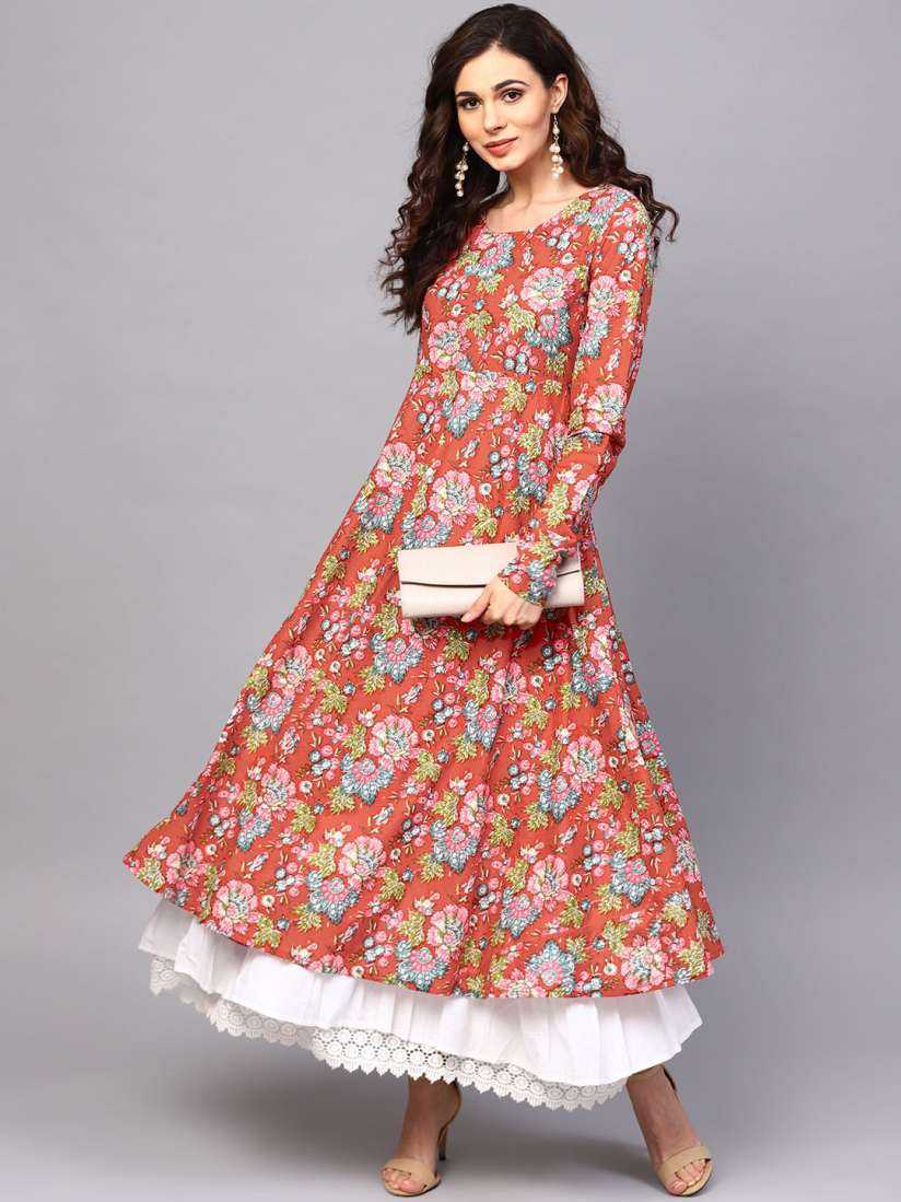 Aks women red printed maxi dress 2025