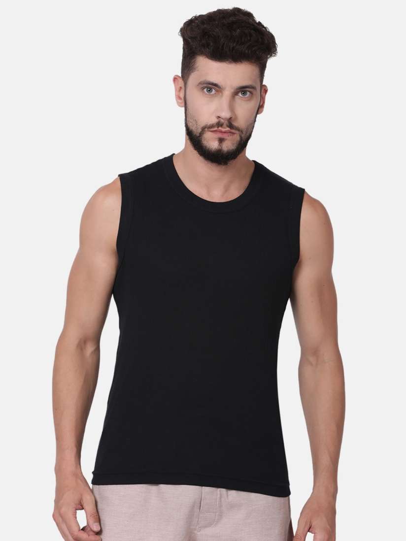 Buy Levis Men Black Self Striped Pure Cotton Innerwear Vest VT 100CA 1PK STYLE 014 70 Innerwear Vests for Men 9270959 Myntra