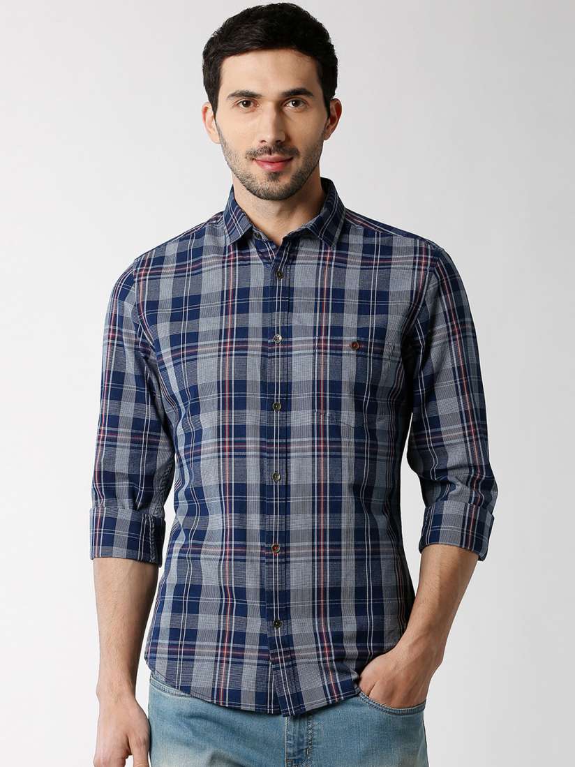 Buy Peter England Casuals Men Blue Slim Fit Checked Casual Shirt Shirts for Men 9284257 Myntra
