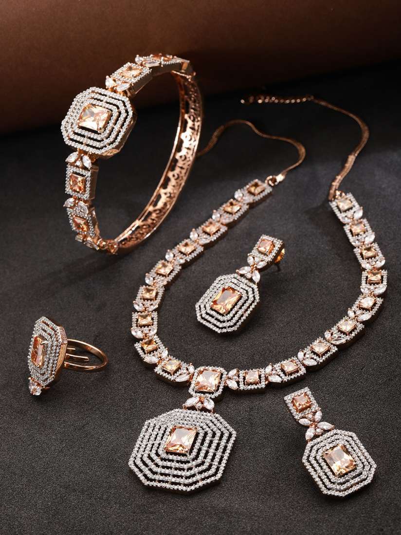 Rose gold jewellery set deals