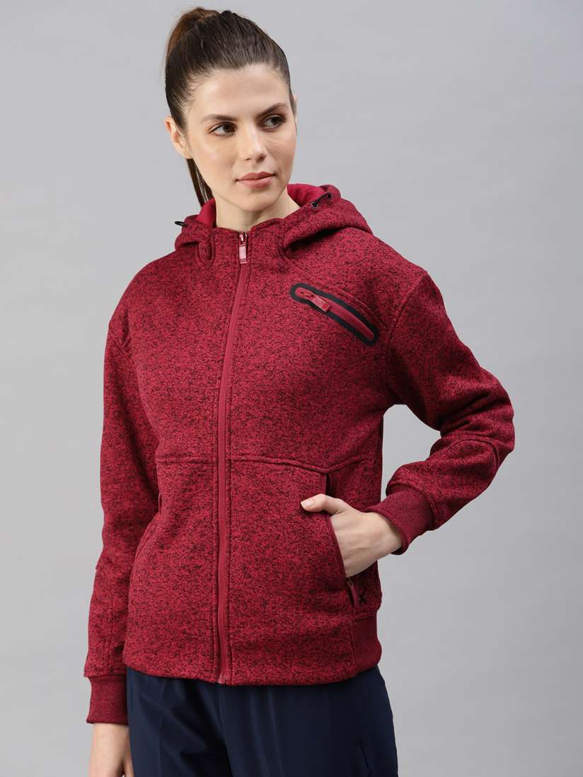 Buy HRX by Hrithik Roshan Women Red Solid Hooded Sweatshirt Sweatshirts for Women 9298365 Myntra
