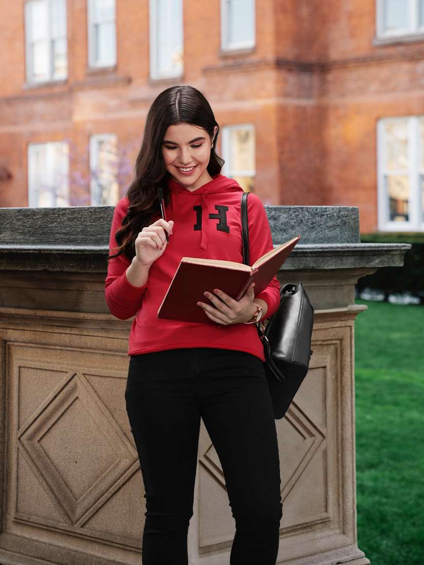 Buy Harvard Women Charming Red Solid Whipped for Varsity Sweatshirt Sweatshirts for Women 9298585 Myntra