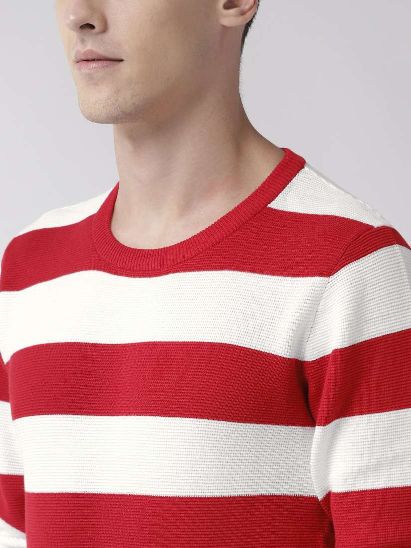 Red and white striped sweater mens hot sale