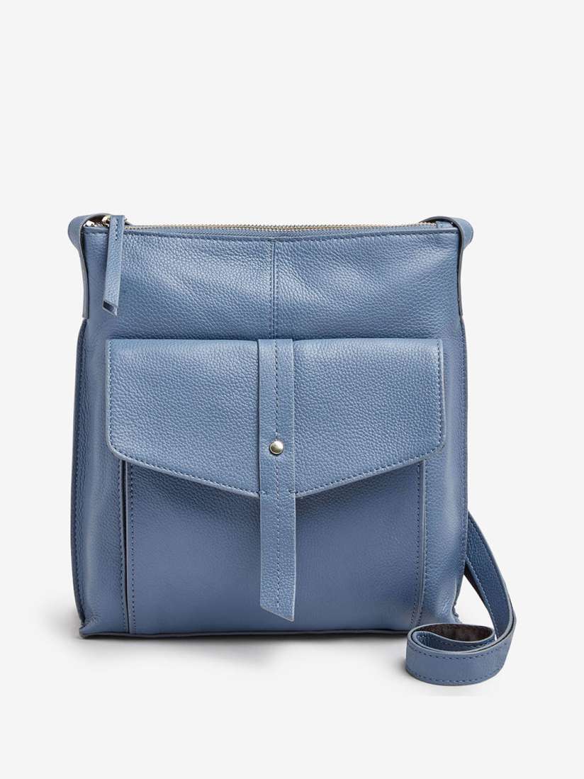 Buy next Blue Solid Leather Sling Bag Handbags for Women 9300041 Myntra