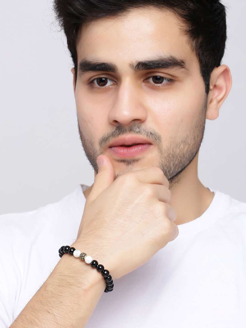 Buy Dare by Voylla Men Black Brass Plated Handcrafted Link Bracelet Bracelet for Men 9303263 Myntra