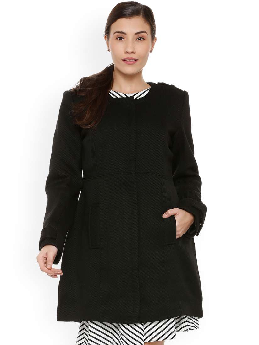 Buy Van Heusen Women Black Self Design Tailored Jacket Jackets for Women 9304921 Myntra