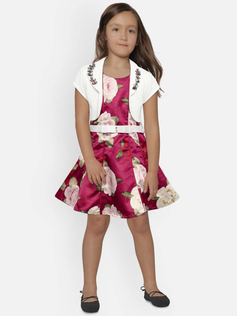 Buy Peppermint Girls Mauve Printed Fit and Flare Dress Dresses for Girls 9305739 Myntra