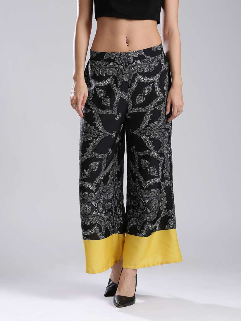 Buy W Black Printed Palazzo Trousers Palazzos for Women 932473 Myntra