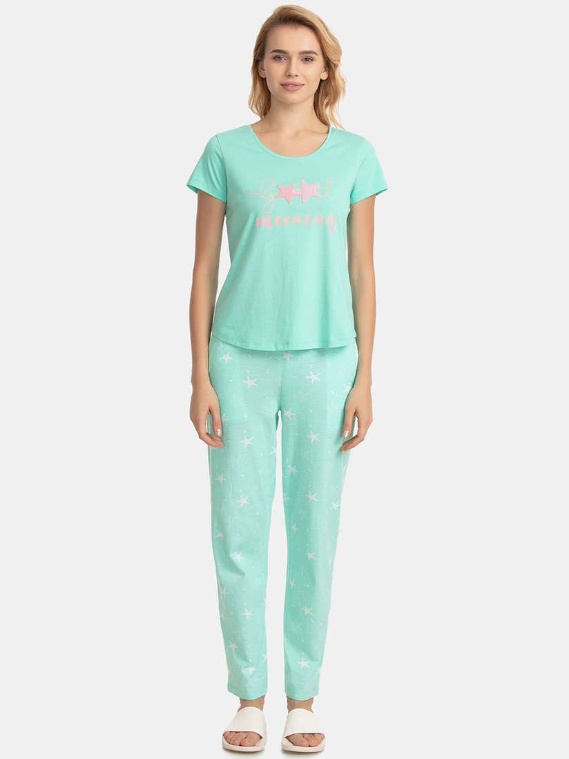 Zivame Night Suit Myntra Zivame Women Sea Green Printed Night Suit