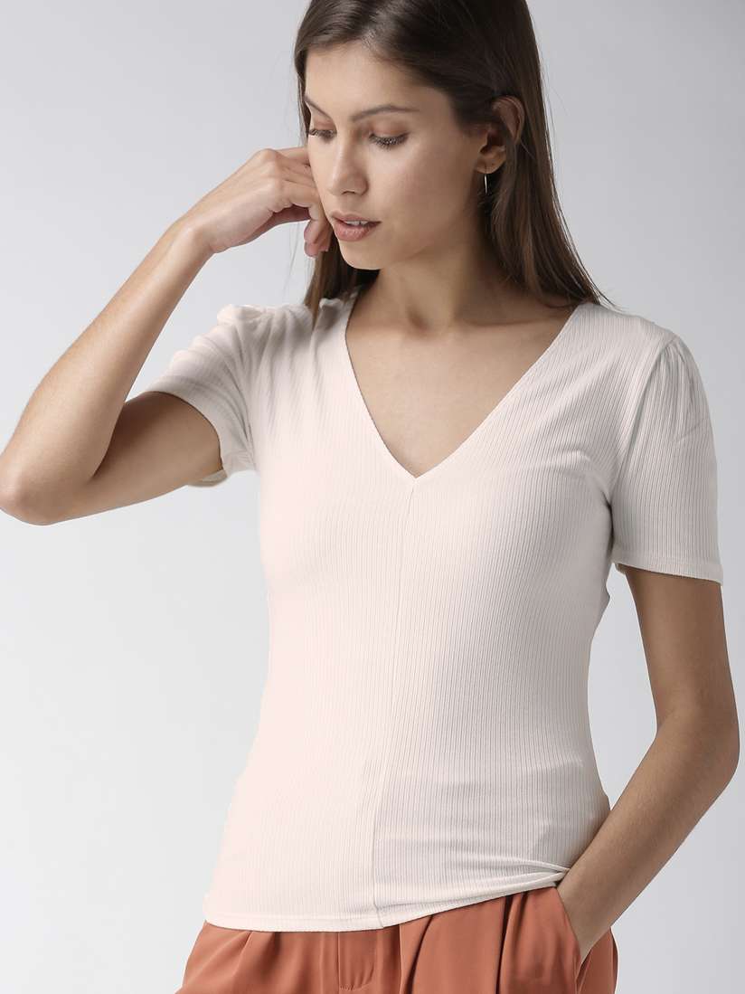 forever 21 ribbed v neck top