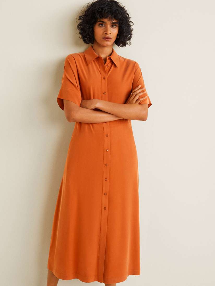 Buy MANGO Women Orange Solid Shirt Dress Dresses for Women 9347637 Myntra