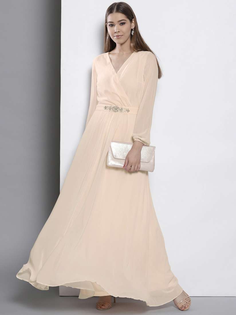 Buy DOROTHY PERKINS Women Peach Coloured Solid Maxi Dress Dresses for Women 9349619 Myntra
