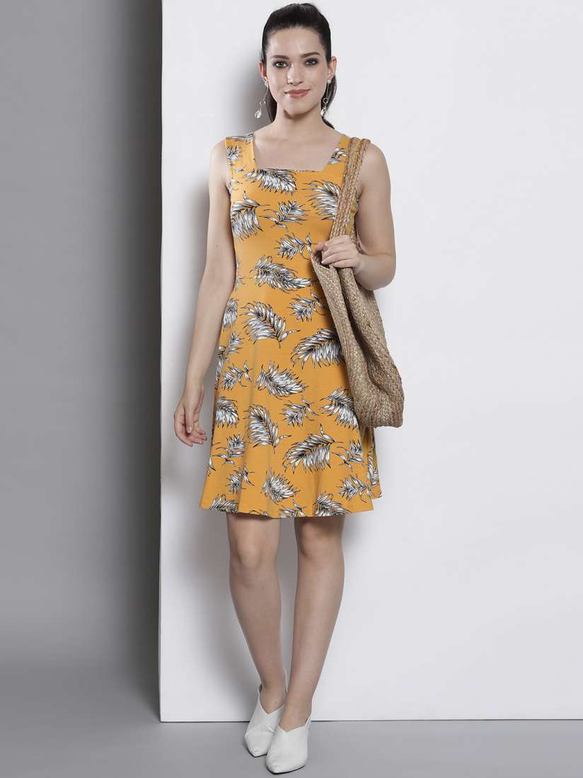 Buy DOROTHY PERKINS Women Mustard Yellow Printed A Line Dress Dresses for Women 9349717 Myntra