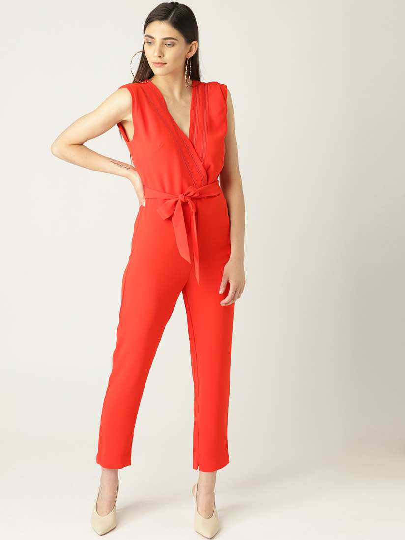 Buy MANGO Orange Solid Basic Jumpsuit Jumpsuit for Women 9349887 Myntra