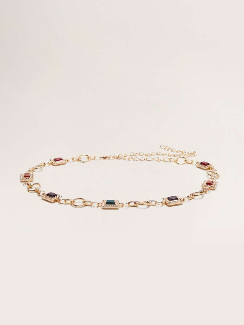 Buy MANGO Women Gold Toned Red Stone Studded Link Chain Belt Belts for Women 9350487 Myntra