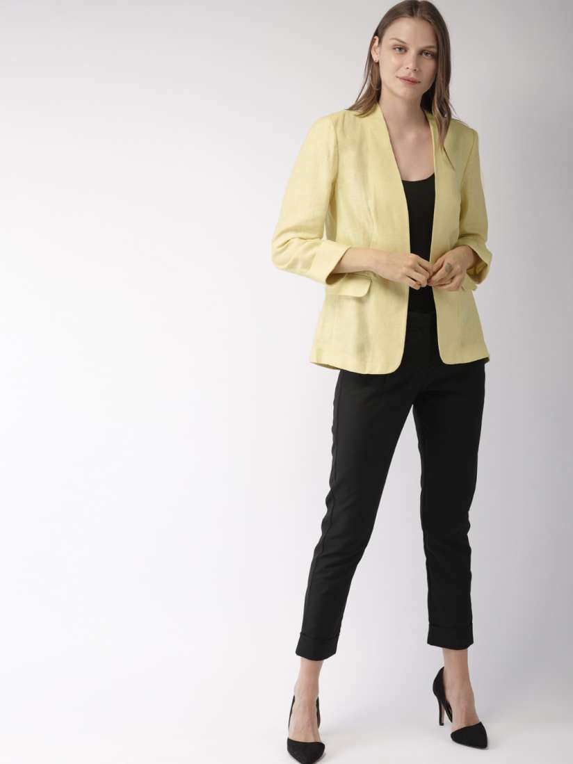 Buy Marks Spencer Women Yellow Solid Lightweight Front Open Lightweight Casual Blazer Blazers for Women 9357689 Myntra