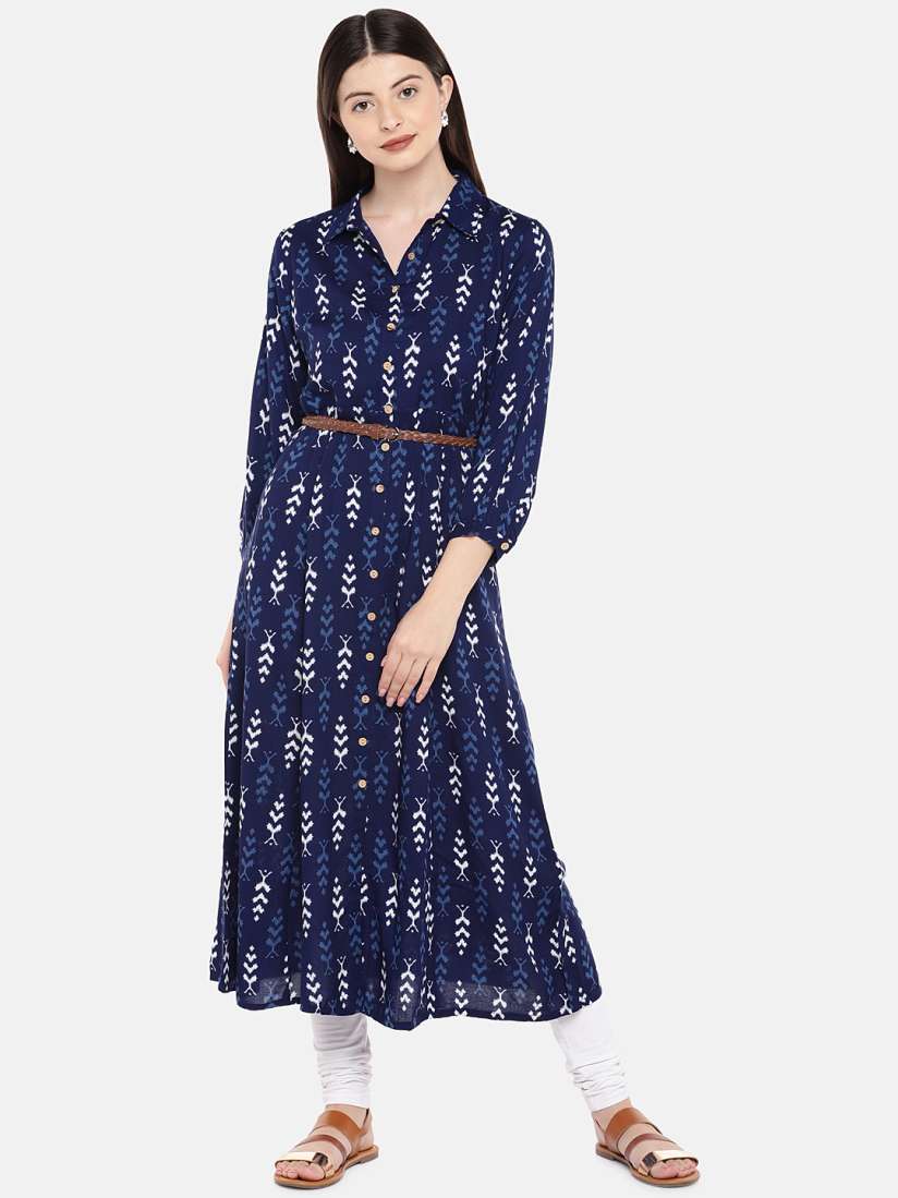 Buy Ethnicity Women Blue Printed A Line Kurta Kurtas for Women 9369857 Myntra
