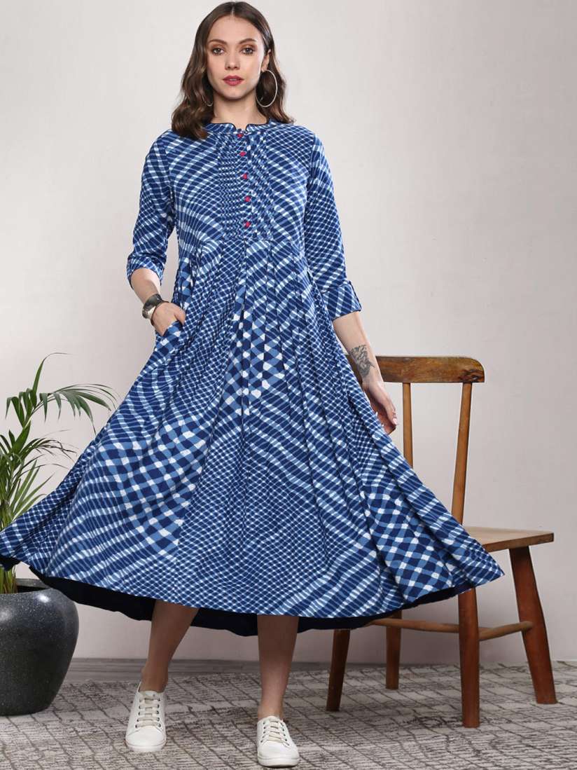 Buy Sangria Women Blue Printed Anarkali Kurta Dress Kurtas for Women 9371427 Myntra