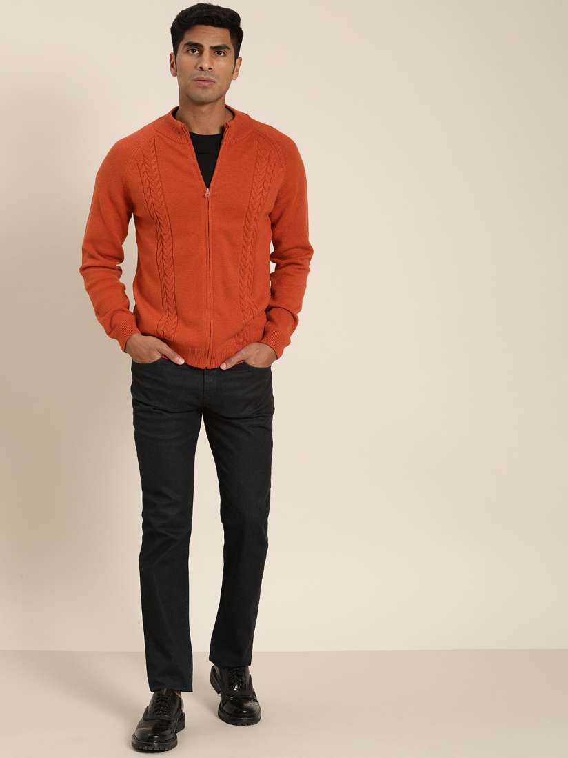 Long orange cardigan sweater discount