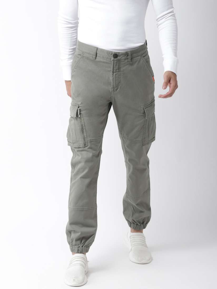 Buy Superdry Men Olive Green Straight Fit Solid Cargo Joggers Trousers for Men 9375443 Myntra