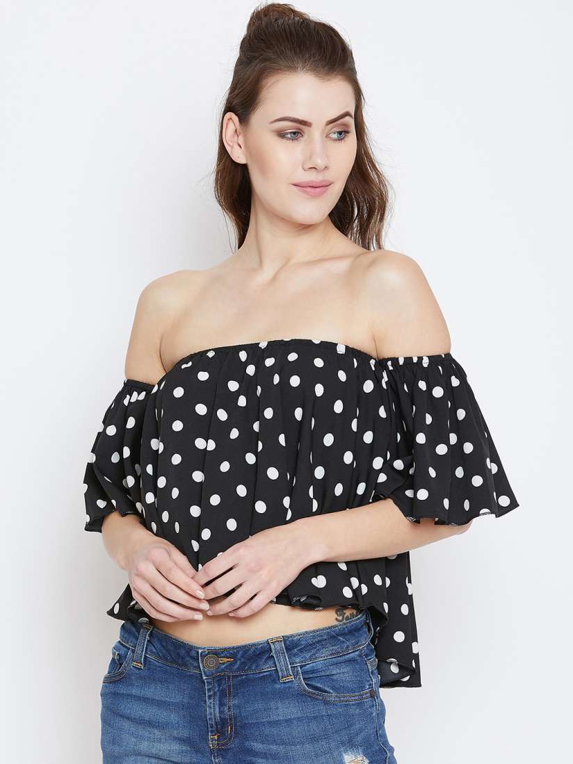Bardot polka dot top store