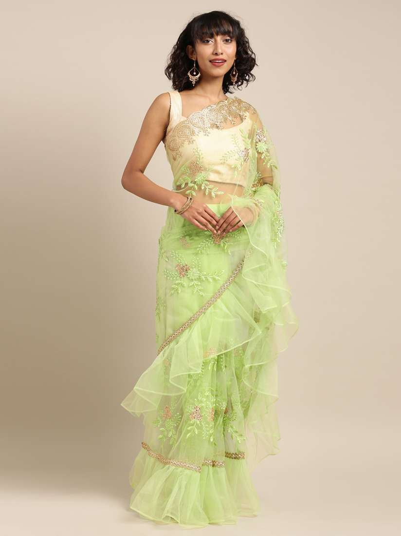 Myntra frill saree clearance