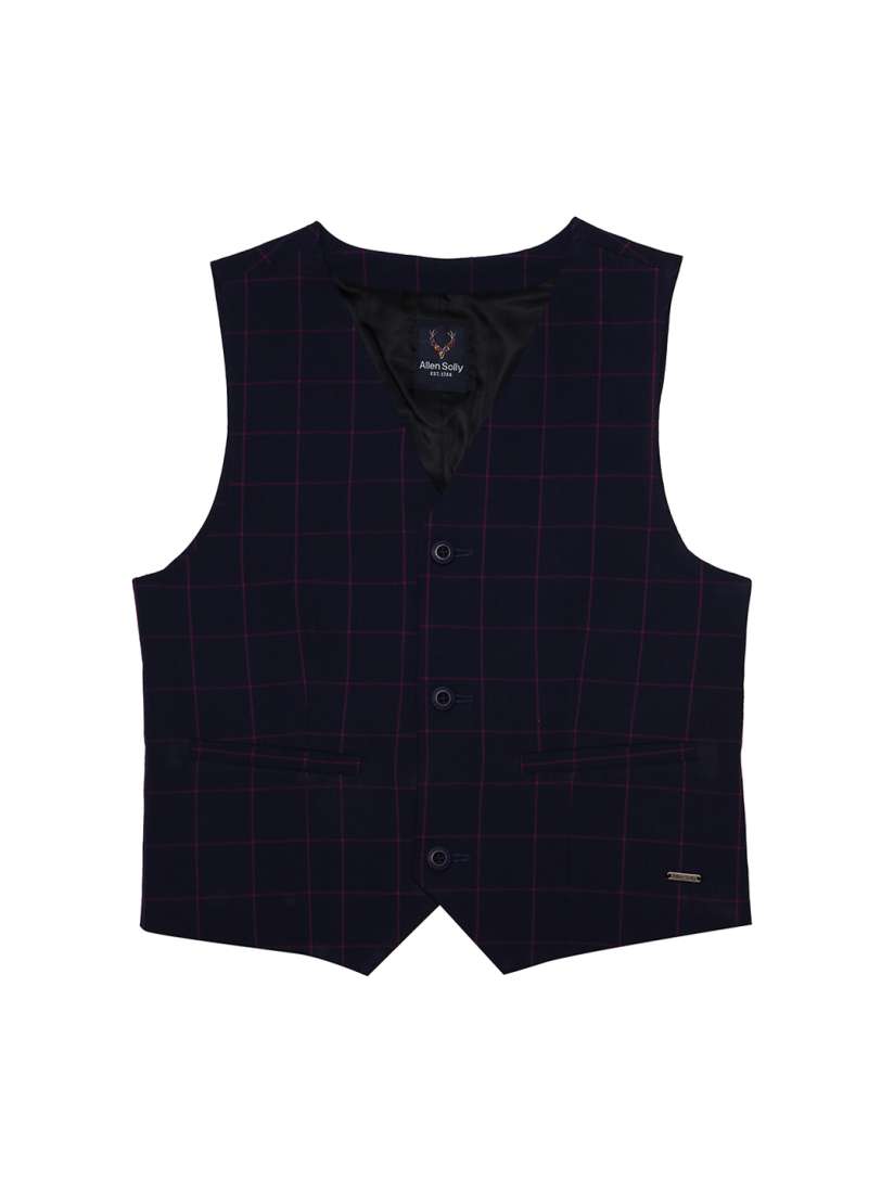 Buy Allen Solly Junior Boys Navy Blue Checked Waistcoat Waistcoat for Boys 9398387 Myntra