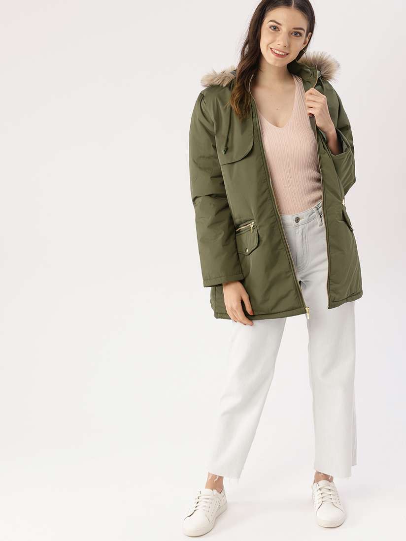 Olive Green Ladies Green Parka Jacket DressBerry Women Olive Green