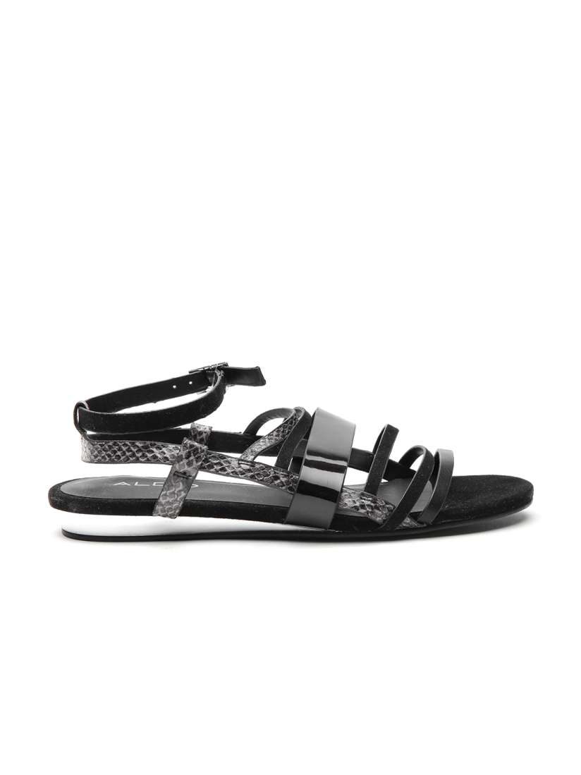 Buy ALDO Women Black Snakeskin Print Open Toed Sandals Flats for Women 940953 Myntra