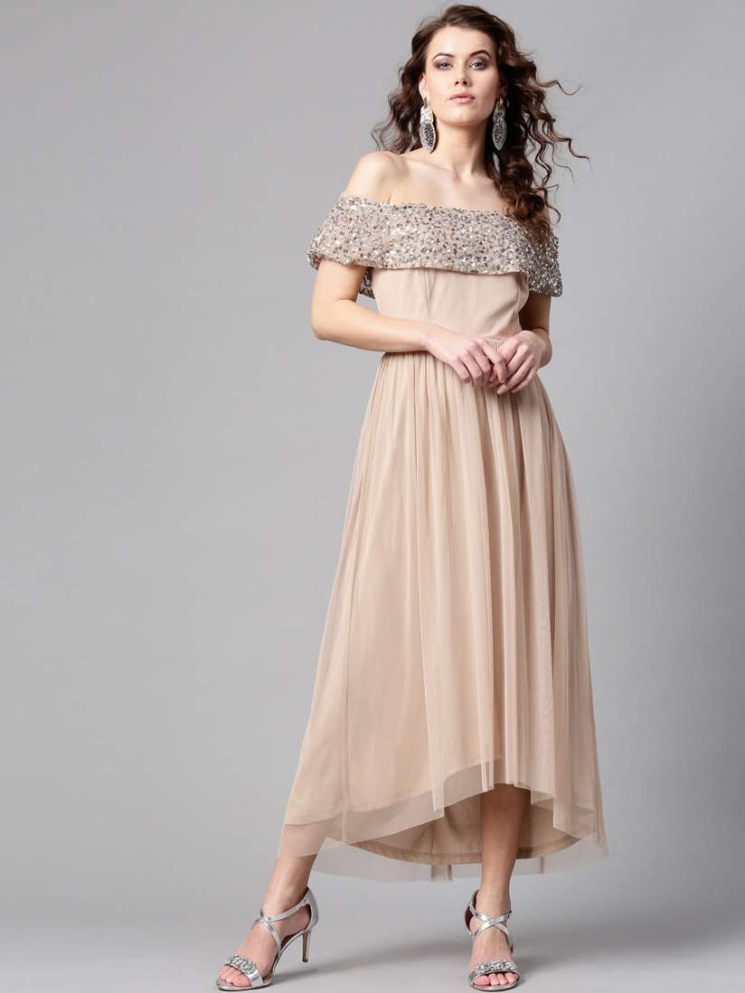 Buy STREET 9 Women Peach Coloured Embellished Maxi Dress Dresses for Women 9428525 Myntra