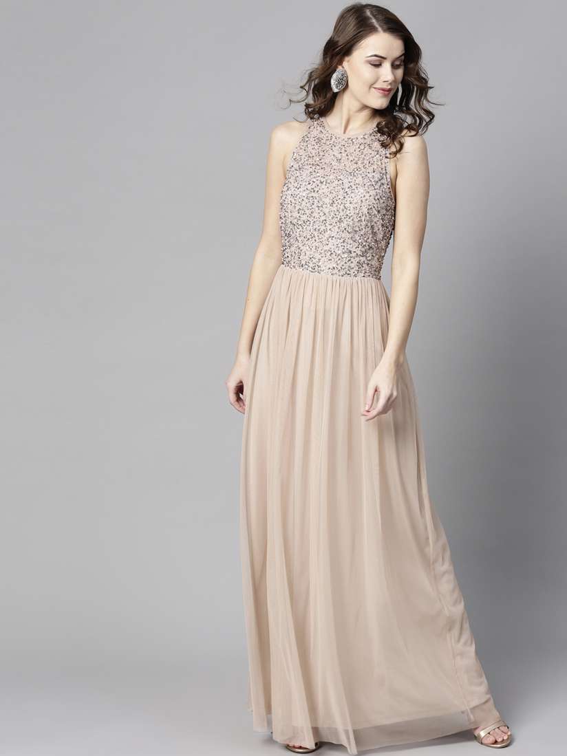 Buy STREET 9 Women Peach Coloured Embellished Maxi Dress Dresses for Women 9428555 Myntra