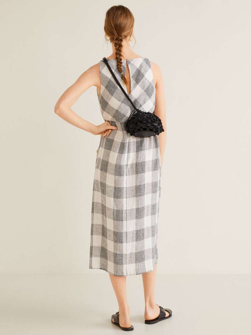 Buy MANGO Women White Black Checked A Line Linen Dress Dresses for Women 9432731 Myntra