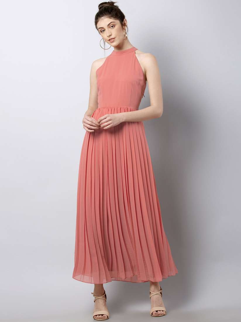 Buy FabAlley Women Peach Coloured Solid Maxi Dress Dresses for Women 9442225 Myntra
