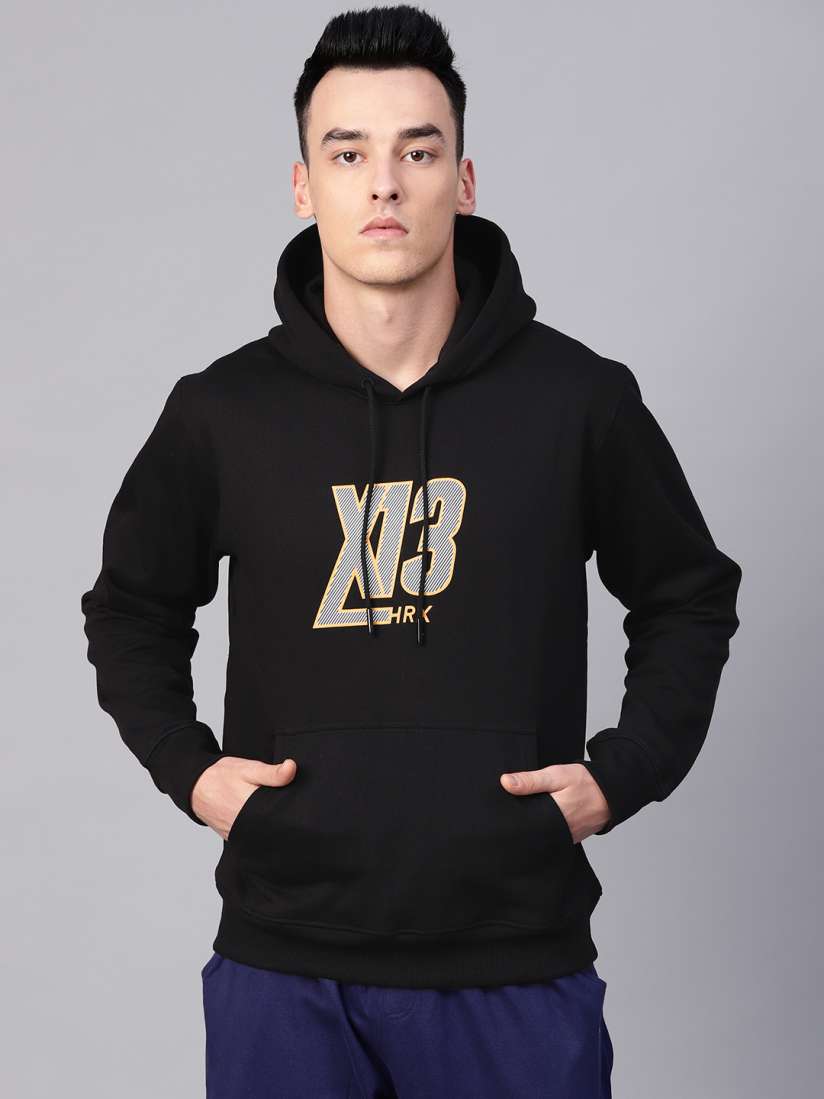 Buy HRX by Hrithik Roshan Men Black Lifestyle Hooded Printed Sweatshirt Sweatshirts for Men 9445769 Myntra