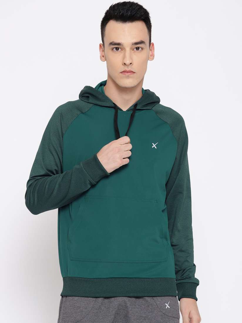 Buy HRX by Hrithik Roshan Men Teal Green Solid Training Hooded Sweatshirt Sweatshirts for Men 9445783 Myntra