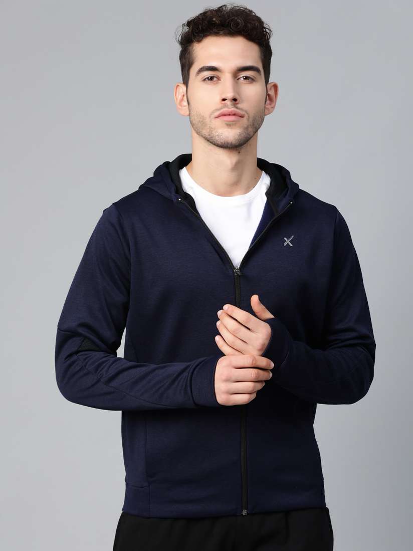 Buy HRX by Hrithik Roshan Men Navy Blue Solid Training Rapid Dry Hooded Jacket Jackets for Men 9445837 Myntra