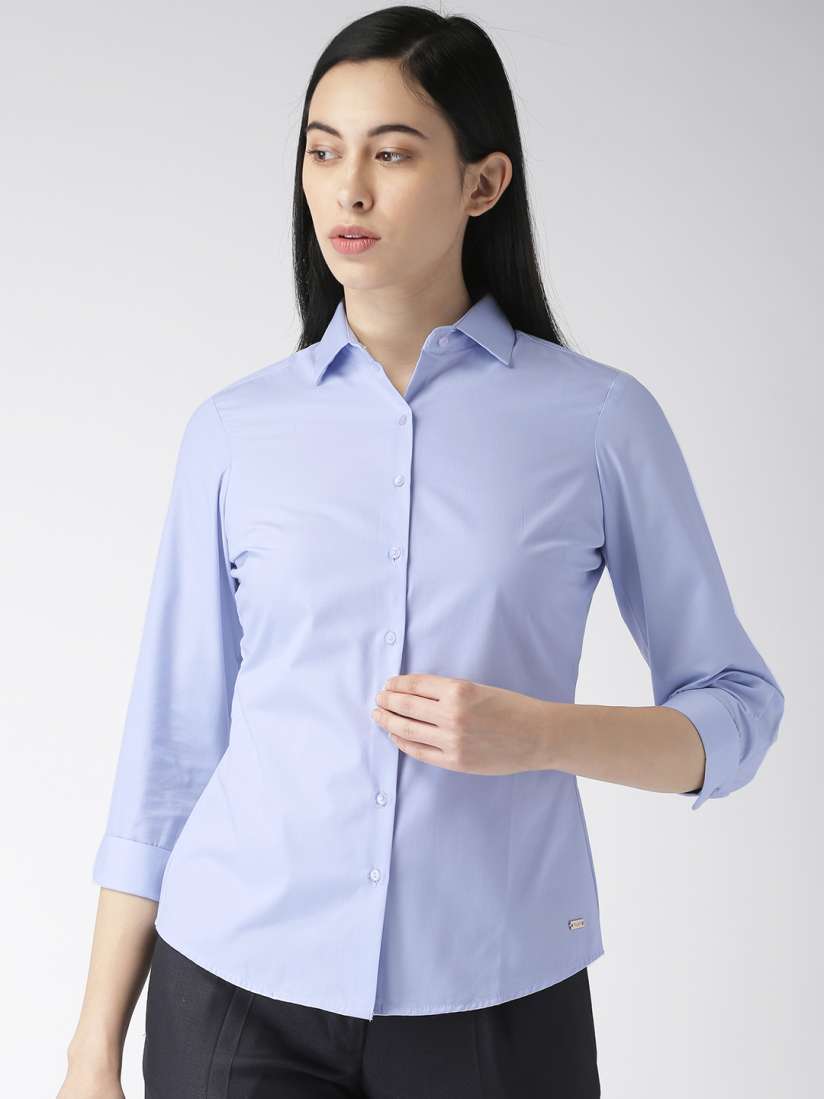 Buy Park Avenue Women Blue Regular Fit Solid Formal Shirt Shirts for Women 9446295 Myntra