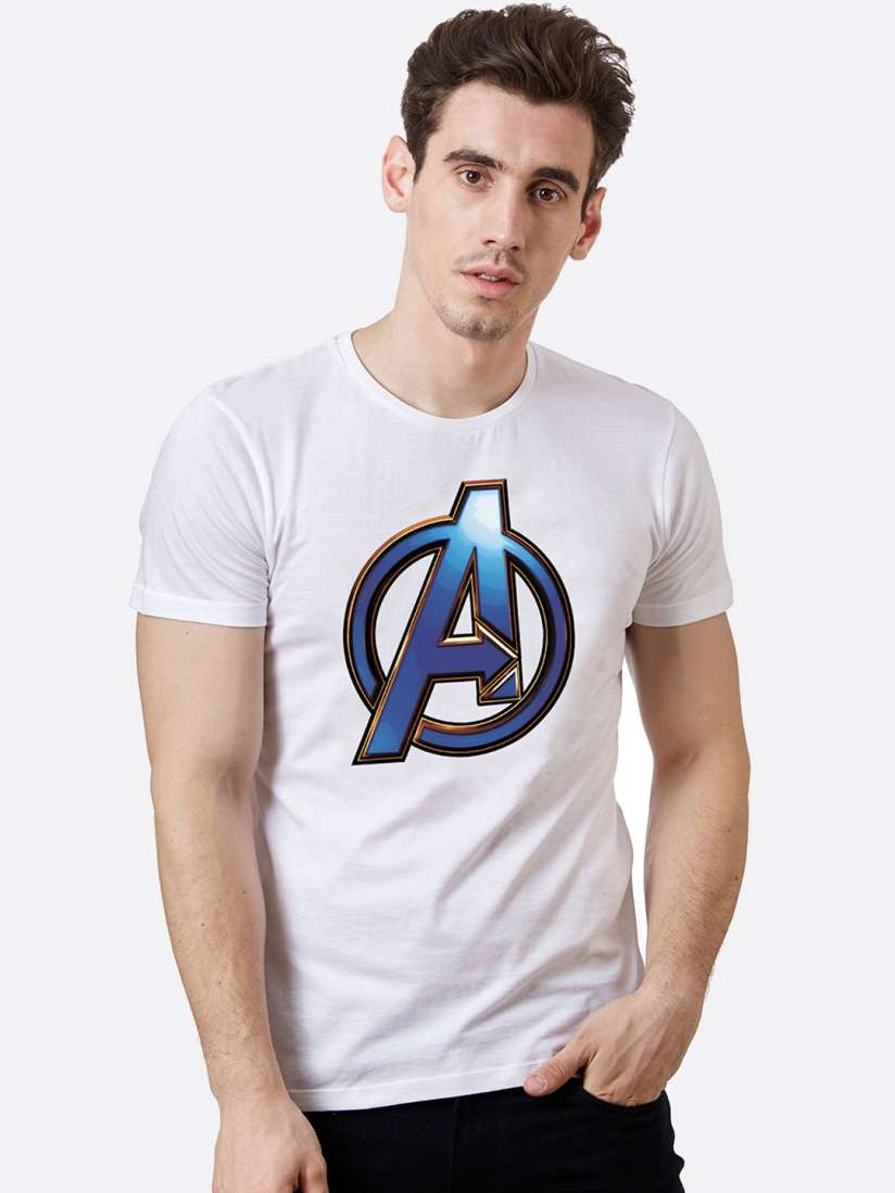 Buy Free Authority Men White Avengers Printed Pure Cotton T shirt Tshirts for Men 9446639 Myntra