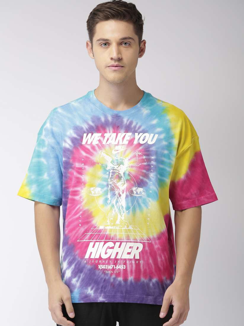 Buy Nike Men Multicoloured Tie Dye OVRSZ Round Neck Pure Cotton T shirt Tshirts for Men 9450125 Myntra
