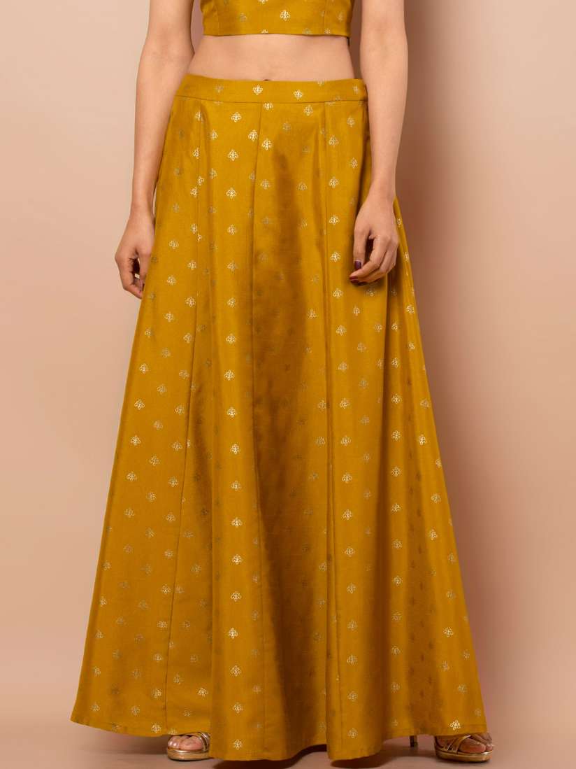Buy INDYA Women Mustard Printed Flared Maxi Skirt Skirts for Women 9452529 Myntra