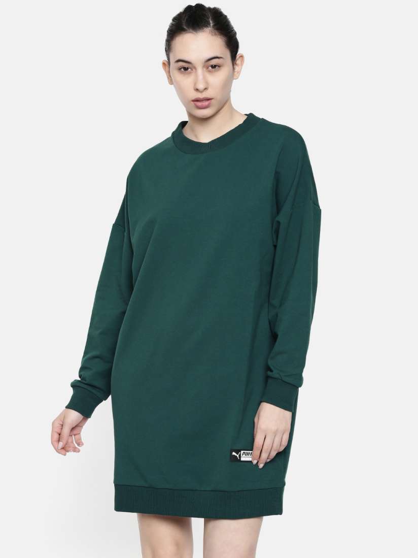 Buy Puma Women Green Printed Long Crew Sweat Dress Dresses for Women 9455487 Myntra