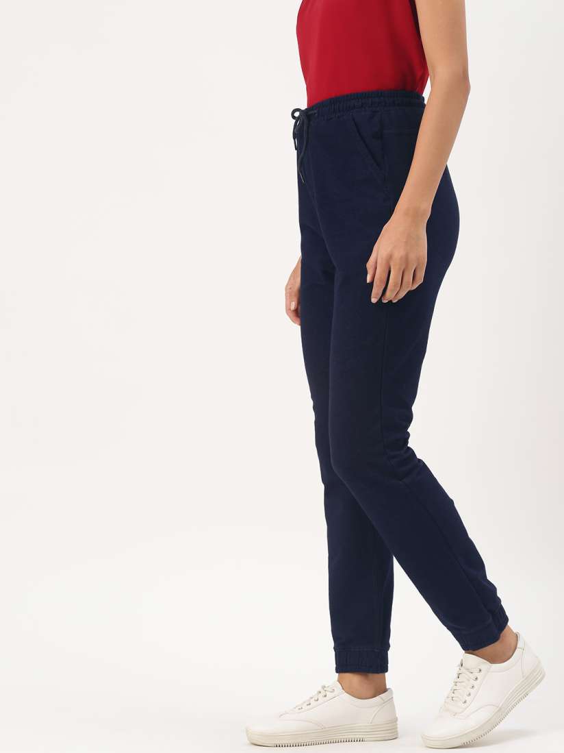 Buy DressBerry Women Navy Solid Joggers Trousers for Women 9458687 Myntra