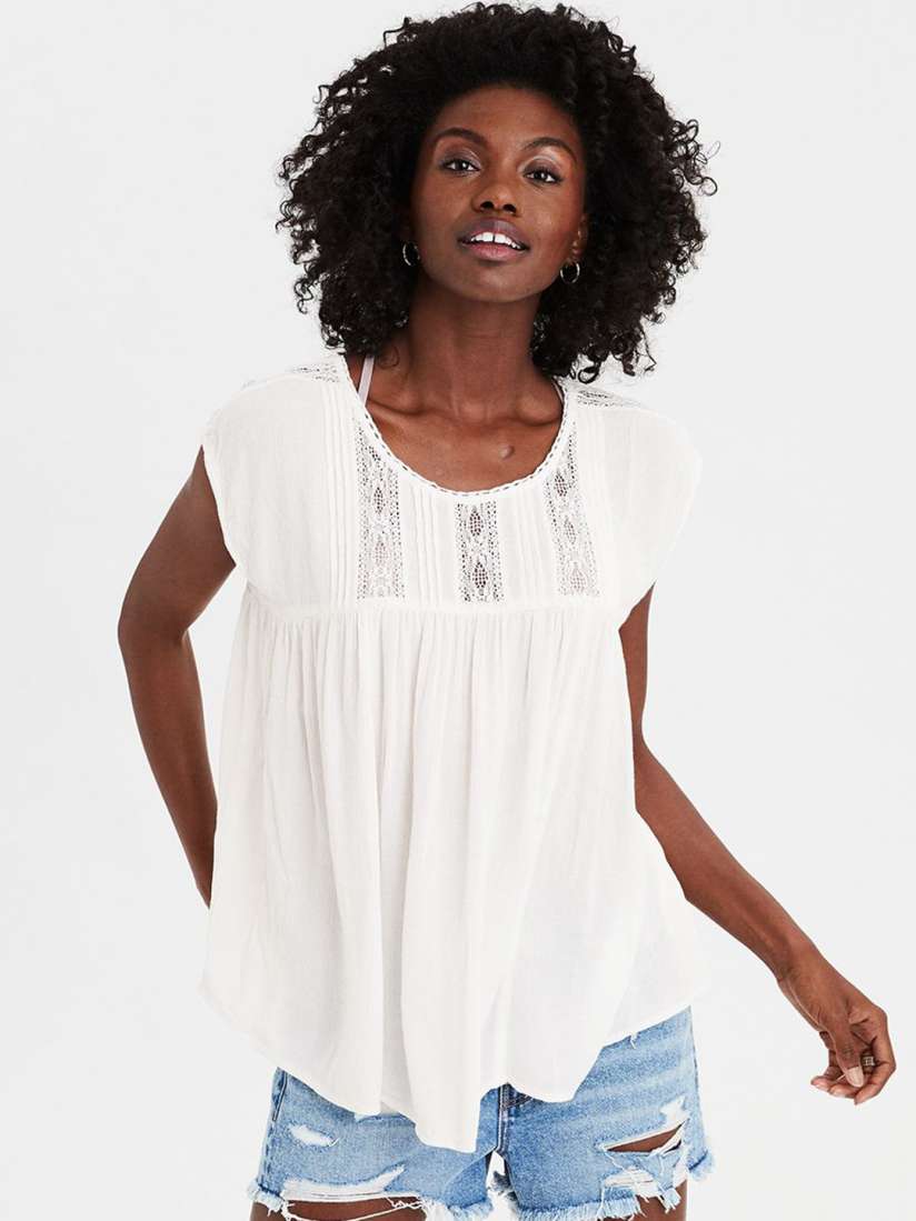 Buy AMERICAN EAGLE OUTFITTERS Women Off White Solid Top Tops for Women 9469059 Myntra