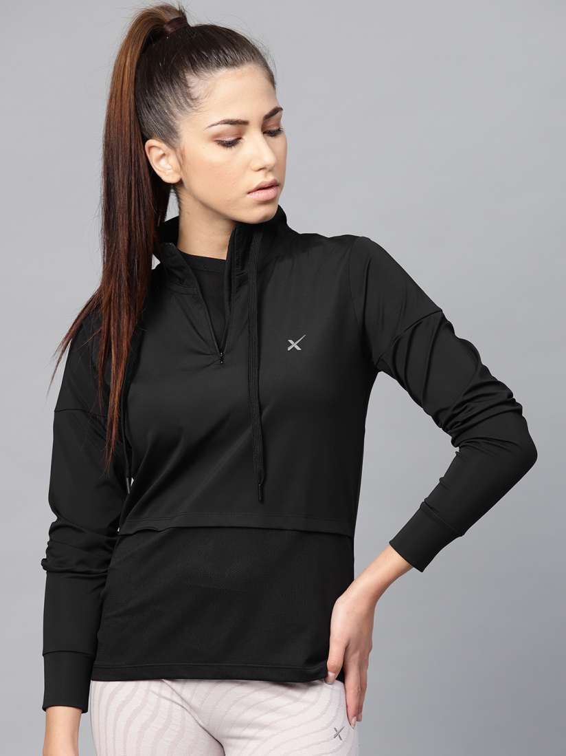 Buy HRX by Hrithik Roshan Women Black Solid Training Sweatshirt Sweatshirts for Women 9475255 Myntra