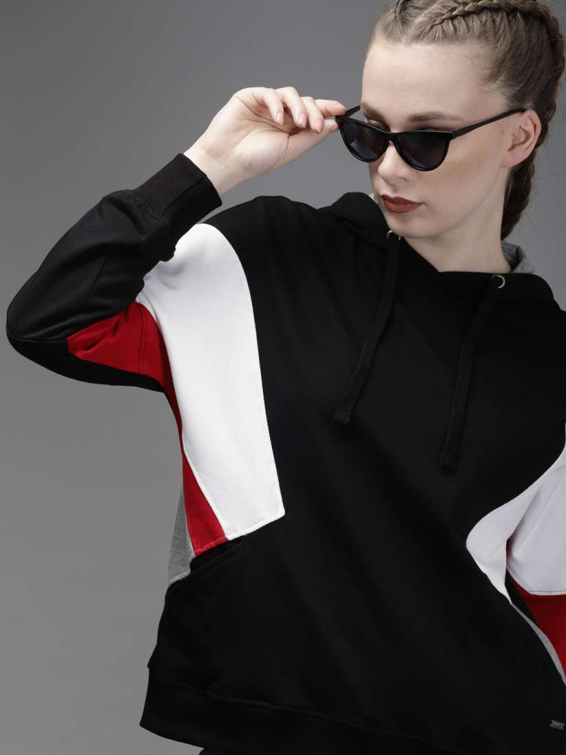 Womens black and white sweatshirts best sale