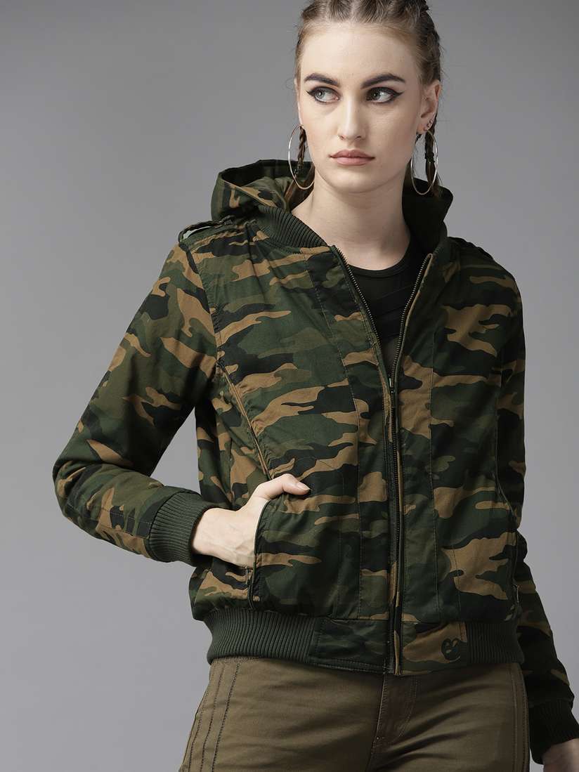 Army Green Womens Camo Bomber Jacket 1X ROCK REPUBLIC $84 Dark